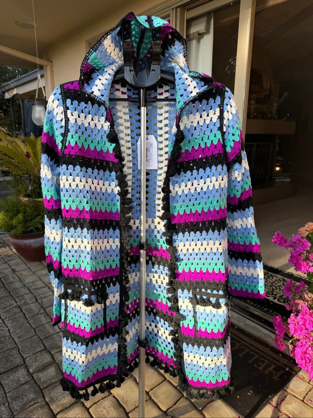 NWT Anthropologie Free The Roses crochet, hooded, long cardigan